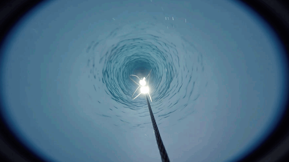 Ice base shot from inside borehole