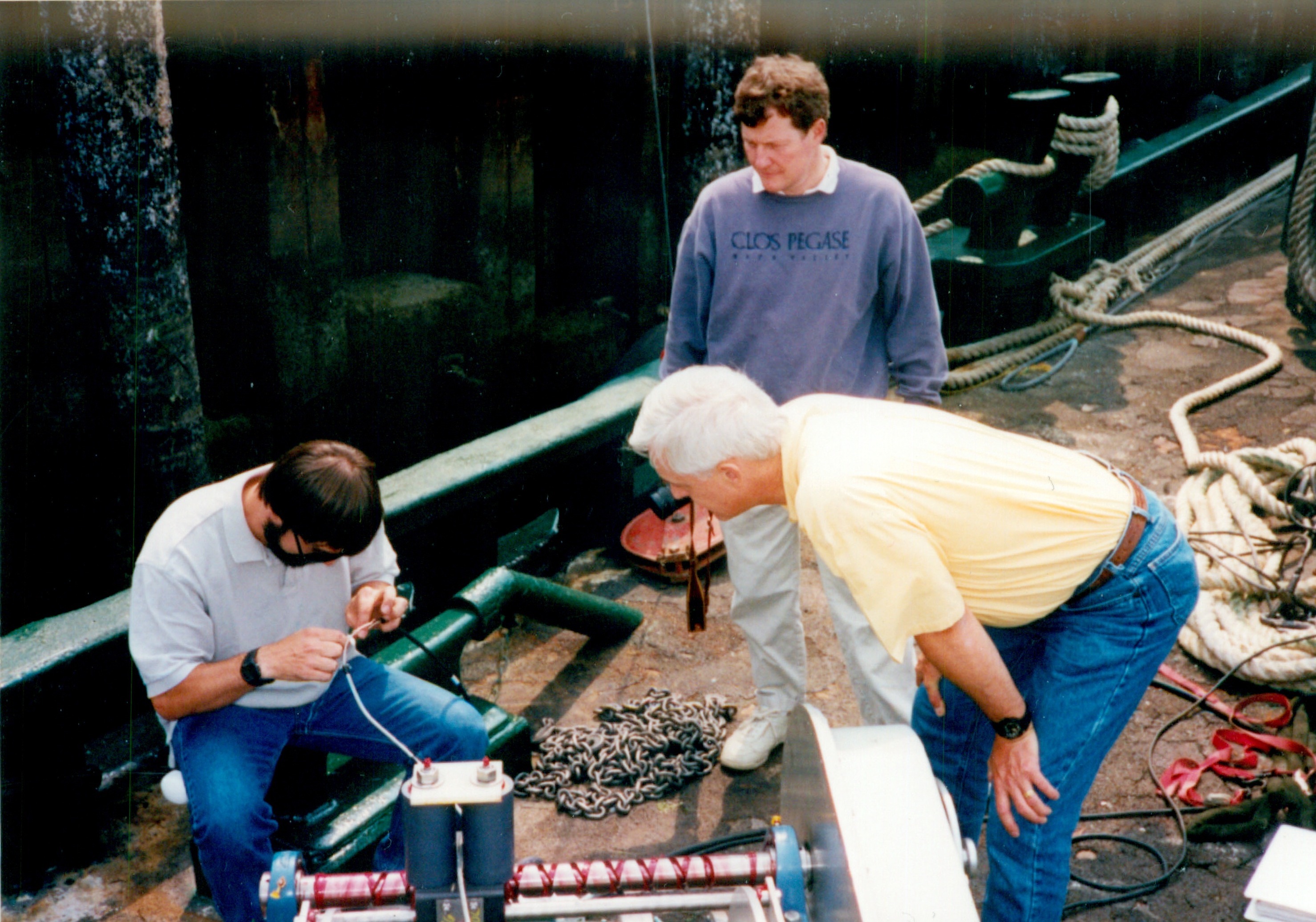 Art Pederson testing oceanographic equipment out in the field
