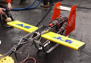 A CTD and optical sensor installed on a towed vehicle